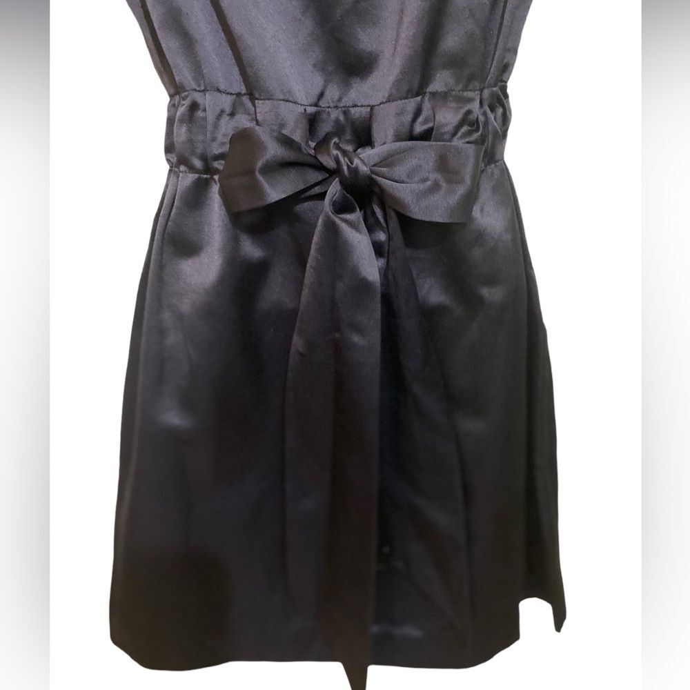 Kate Spade Black Satin Tie Back Mini Dress Cap Sleeve Silk Lined Elegant Minimal - Picture 2 of 16